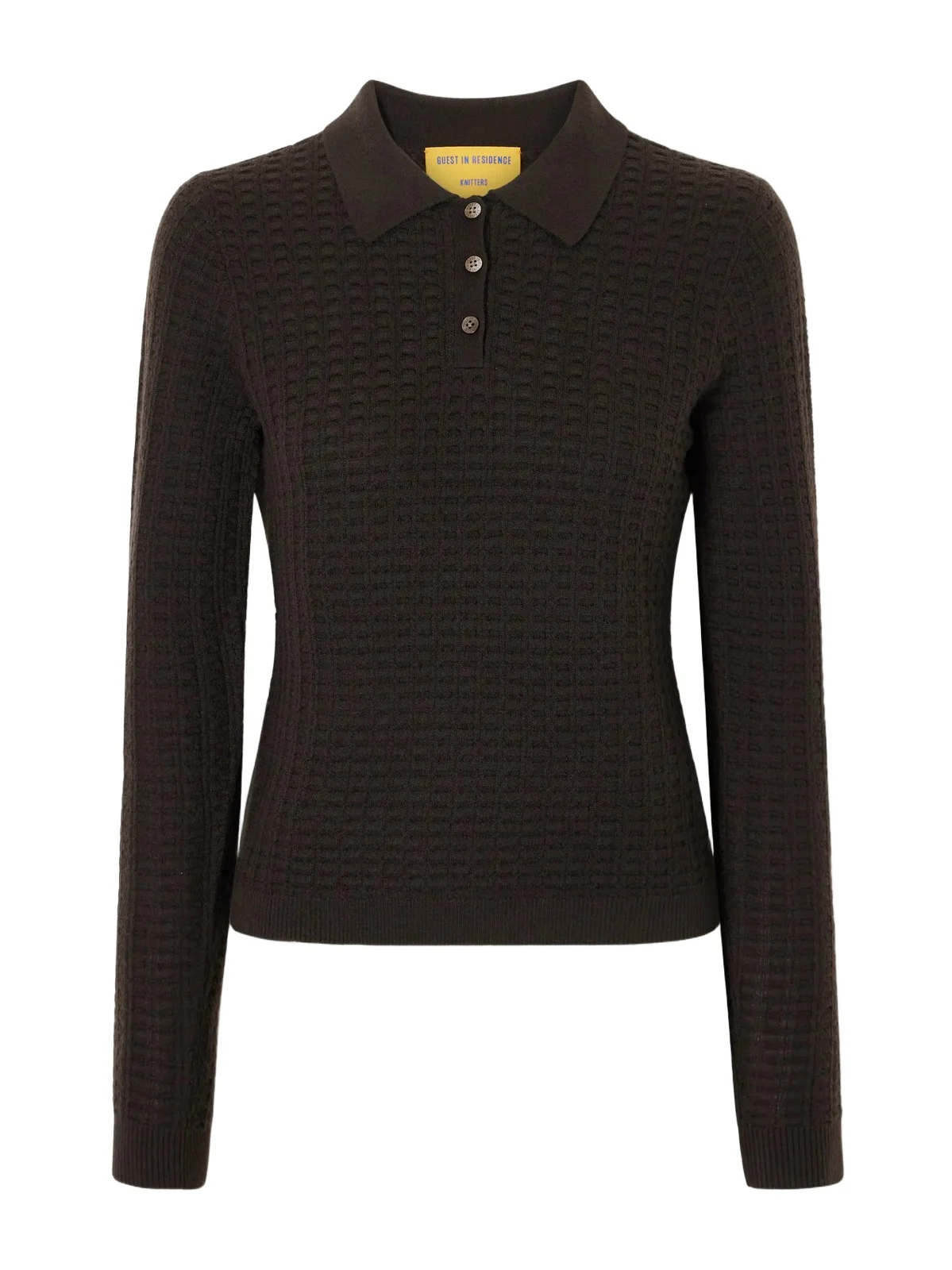Shrunken Waffle Cashmere Polo Sweater Shrunken Waffle Cashmere Polo Sweater