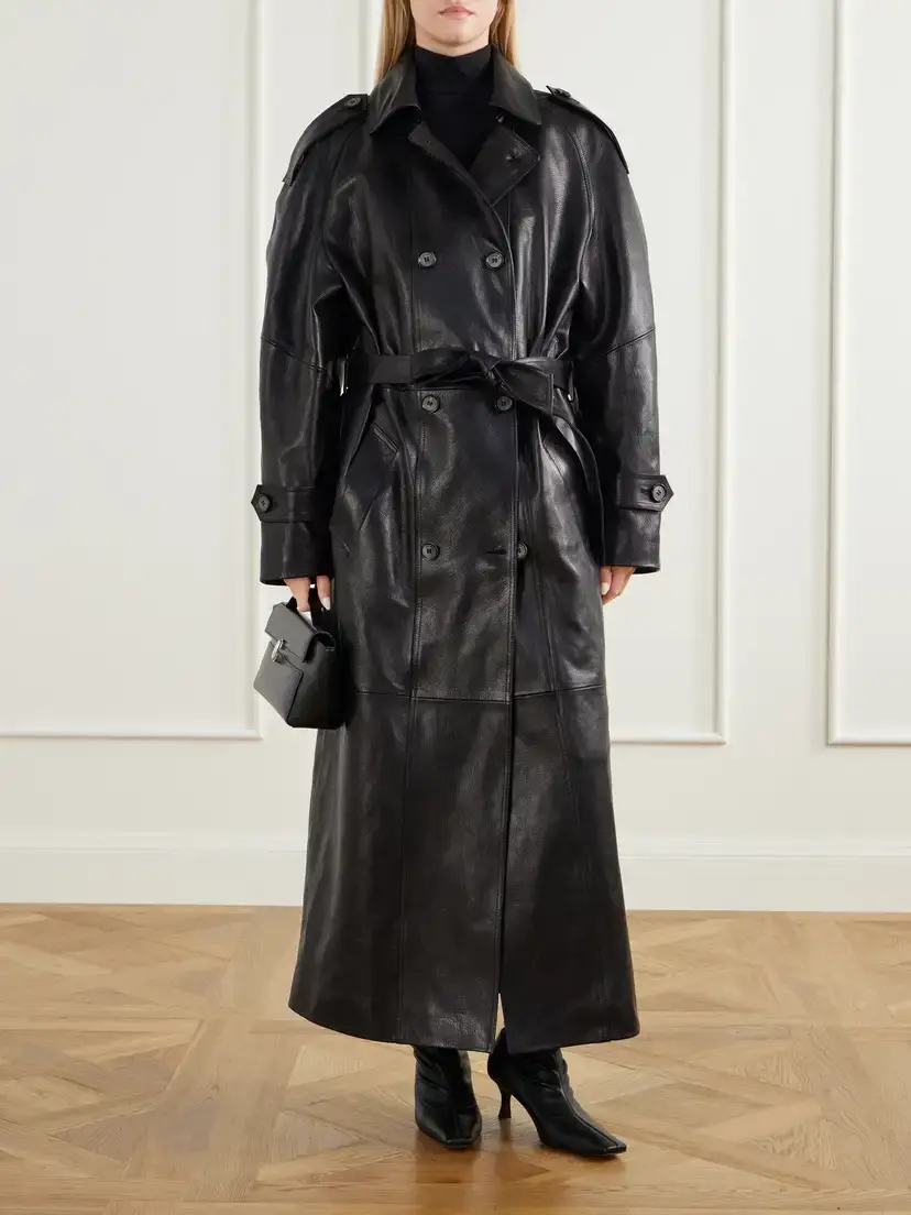 Magda Butrym Double-breasted Full-grain Leather Trench Coat | Thumbnail 2 Magda Butrym Double-breasted Full-grain Leather Trench Coat | Thumbnail 2