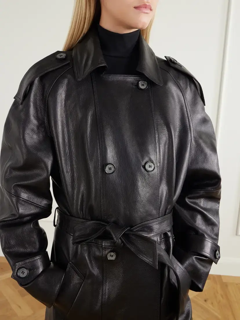 Magda Butrym Double-breasted Full-grain Leather Trench Coat | Thumbnail 4 Magda Butrym Double-breasted Full-grain Leather Trench Coat | Thumbnail 4