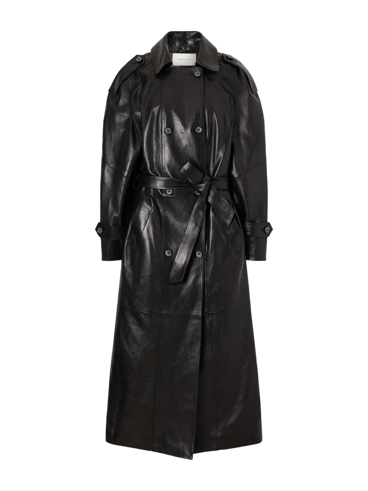 Double-breasted Full-grain Leather Trench Coat