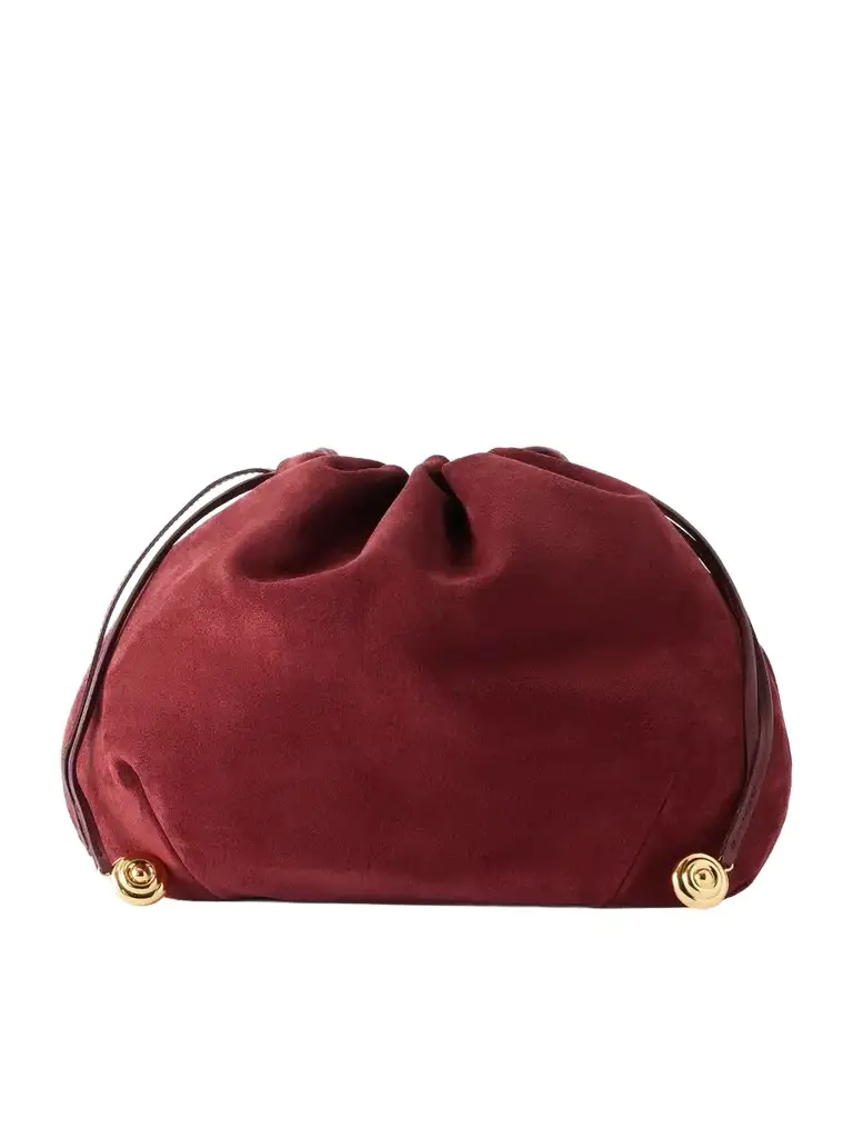 Charm Embellished Suede Clutch
