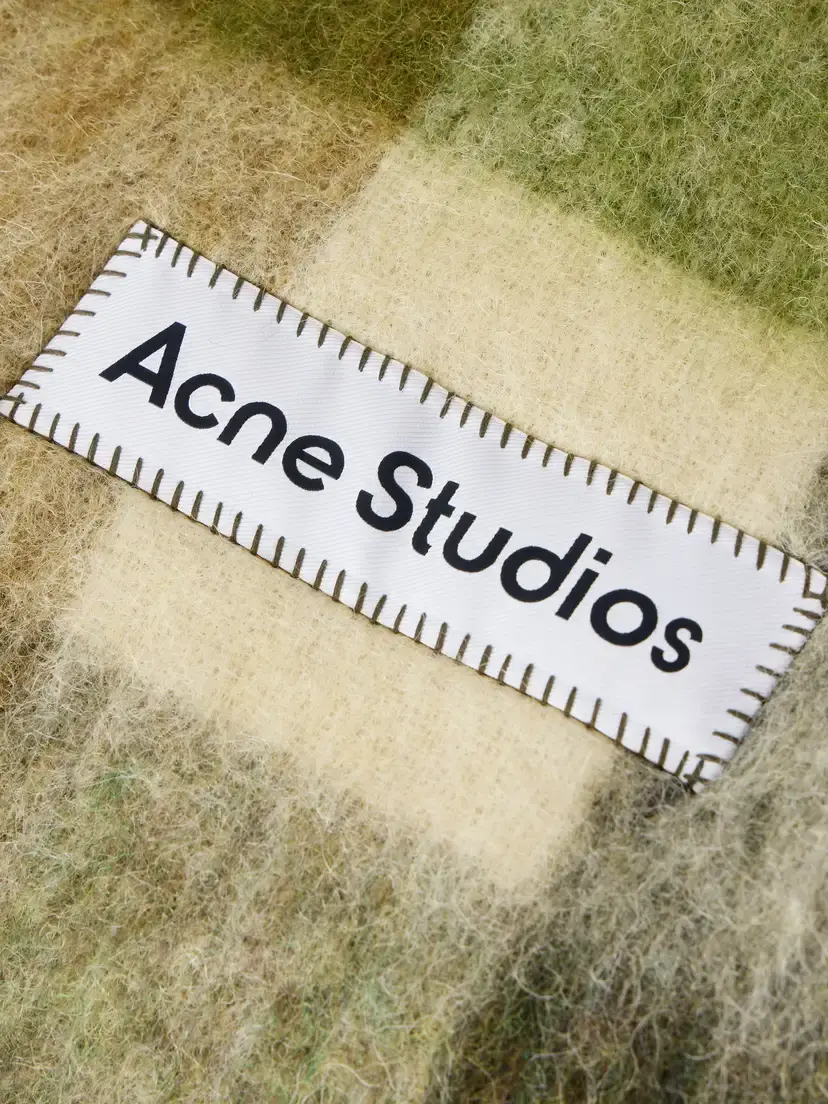 Acne Studios Fringed Checked Brushed Alpaca, Wool And Mohair-blend Scarf | Thumbnail 4 Acne Studios Fringed Checked Brushed Alpaca, Wool And Mohair-blend Scarf | Thumbnail 4