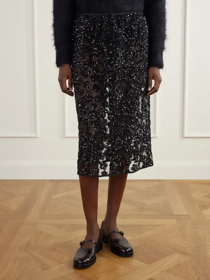 Cecilie Bahnsen Bria Sequined-embellished Mesh Midi Skirt | Thumbnail 3 Cecilie Bahnsen Bria Sequined-embellished Mesh Midi Skirt | Thumbnail 3