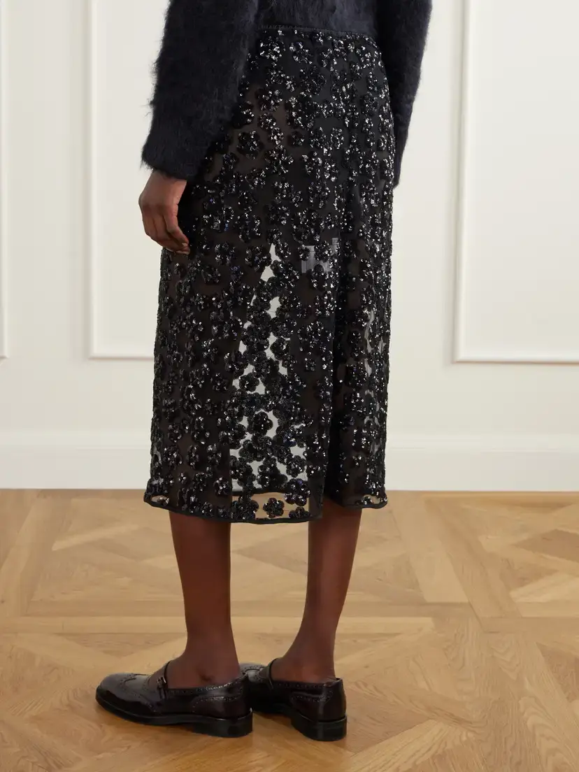 Cecilie Bahnsen Bria Sequined-embellished Mesh Midi Skirt | Thumbnail 4 Cecilie Bahnsen Bria Sequined-embellished Mesh Midi Skirt | Thumbnail 4