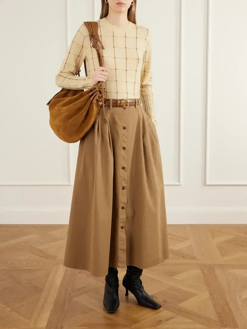 Jamie Haller The Venetian Pleated Cotton-twill Midi Skirt | Thumbnail 2 Jamie Haller The Venetian Pleated Cotton-twill Midi Skirt | Thumbnail 2