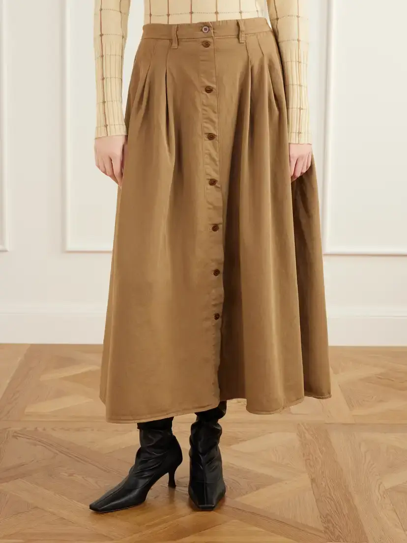 Jamie Haller The Venetian Pleated Cotton-twill Midi Skirt | Thumbnail 3 Jamie Haller The Venetian Pleated Cotton-twill Midi Skirt | Thumbnail 3