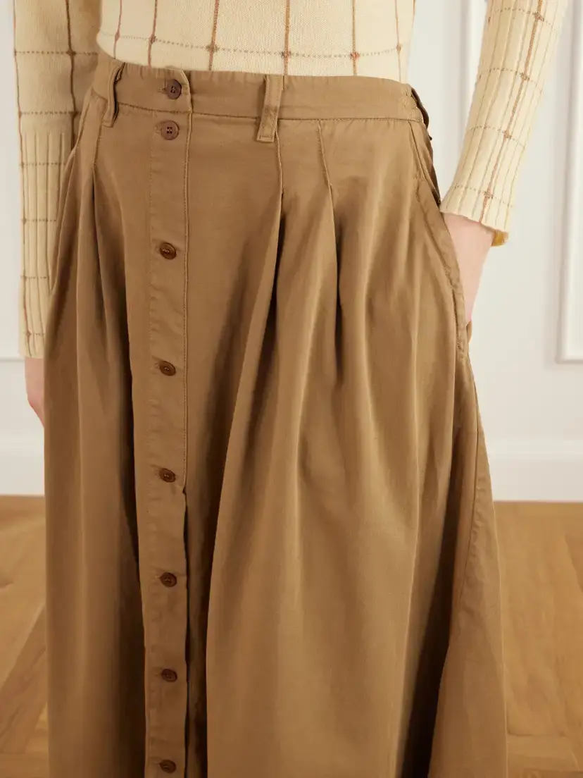 Jamie Haller The Venetian Pleated Cotton-twill Midi Skirt | Thumbnail 5 Jamie Haller The Venetian Pleated Cotton-twill Midi Skirt | Thumbnail 5