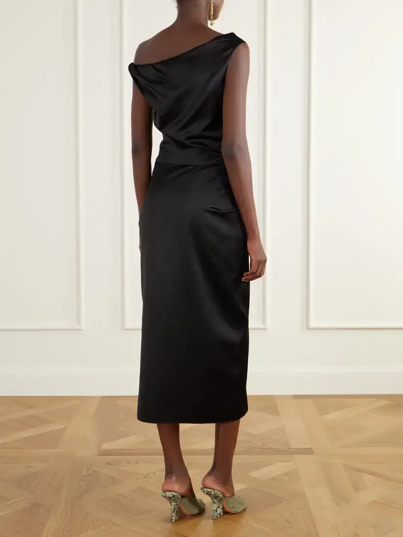 Dries Van Noten Draped Knot-detail Satin Midi Dress | Thumbnail 3 Dries Van Noten Draped Knot-detail Satin Midi Dress | Thumbnail 3