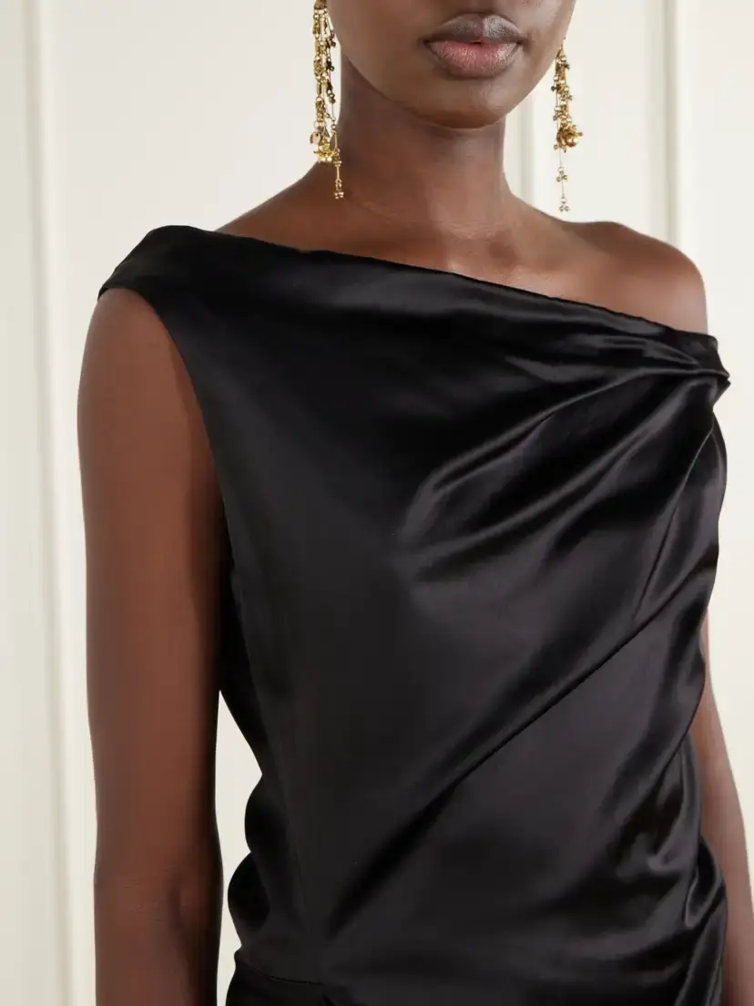 Dries Van Noten Draped Knot-detail Satin Midi Dress | Thumbnail 4 Dries Van Noten Draped Knot-detail Satin Midi Dress | Thumbnail 4