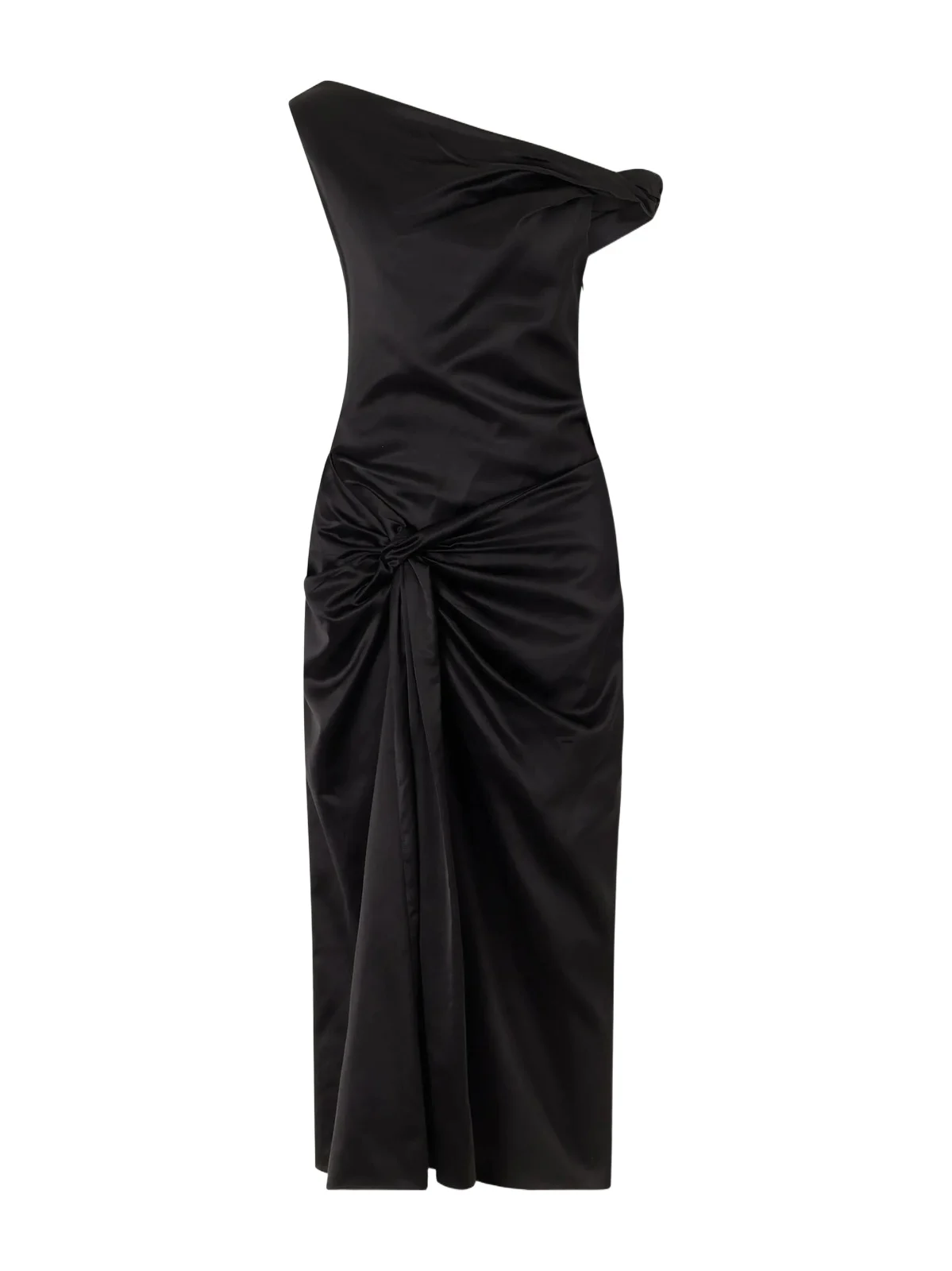 Draped Knot-detail Satin Midi Dress