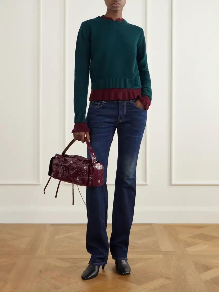 Acne Studios Multipocket Bow-detail Crinkled Patent-leather Shoulder Bag | Thumbnail 3