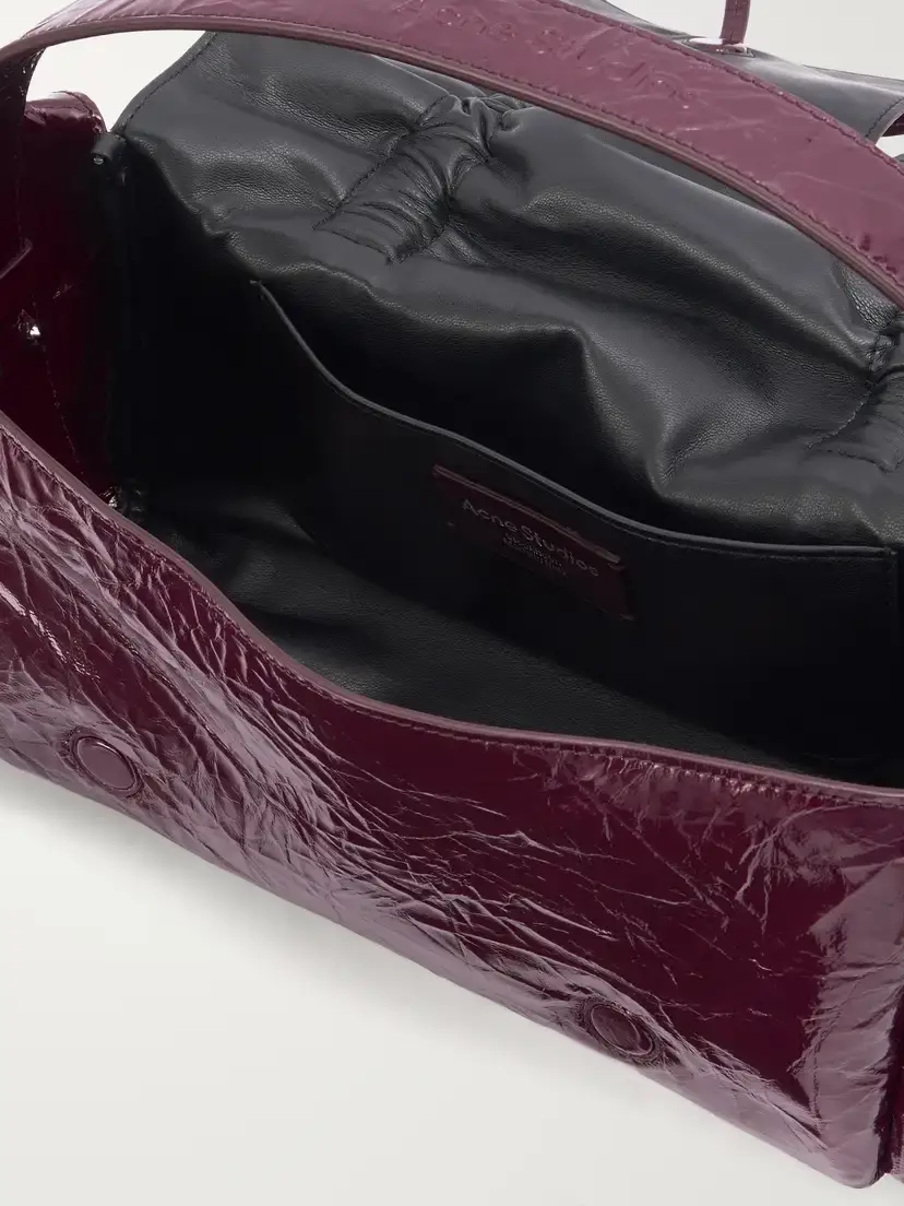 Acne Studios Multipocket Bow-detail Crinkled Patent-leather Shoulder Bag | Thumbnail 6