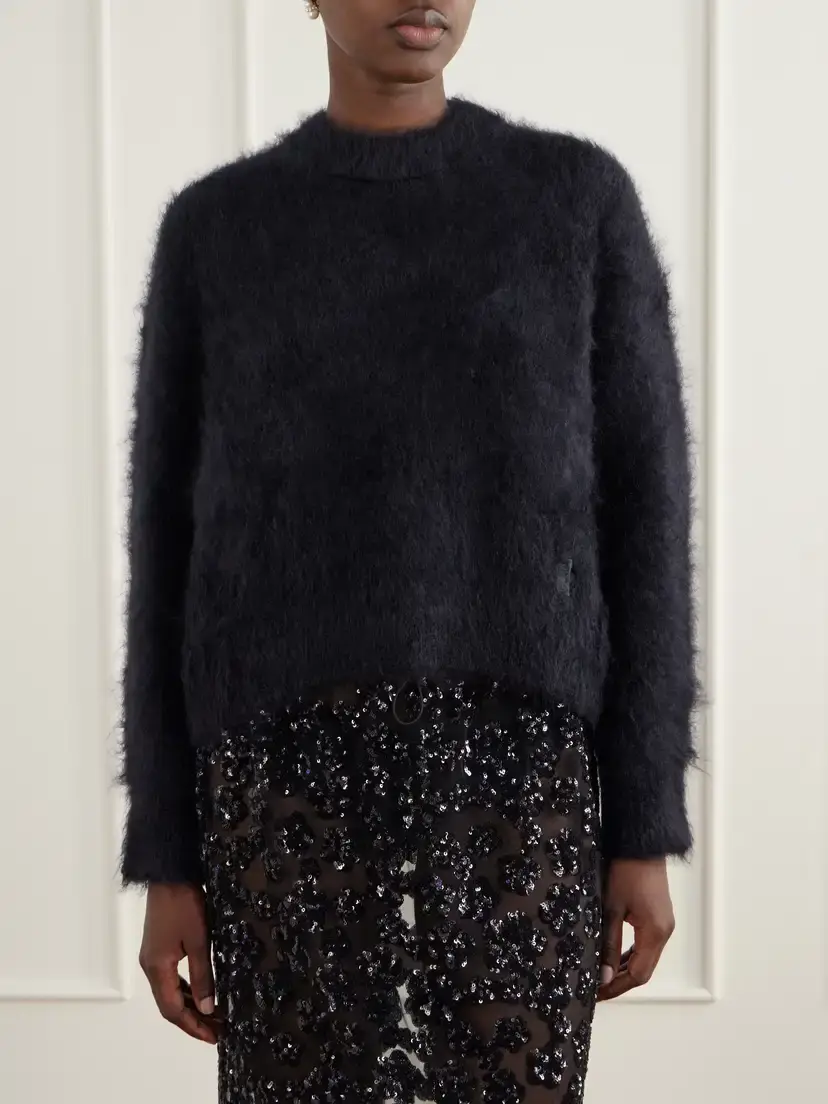 Cecilie Bahnsen Firall Brushed Mohair And Silk-blend Sweater - Black | Thumbnail 3 Cecilie Bahnsen Firall Brushed Mohair And Silk-blend Sweater - Black | Thumbnail 3