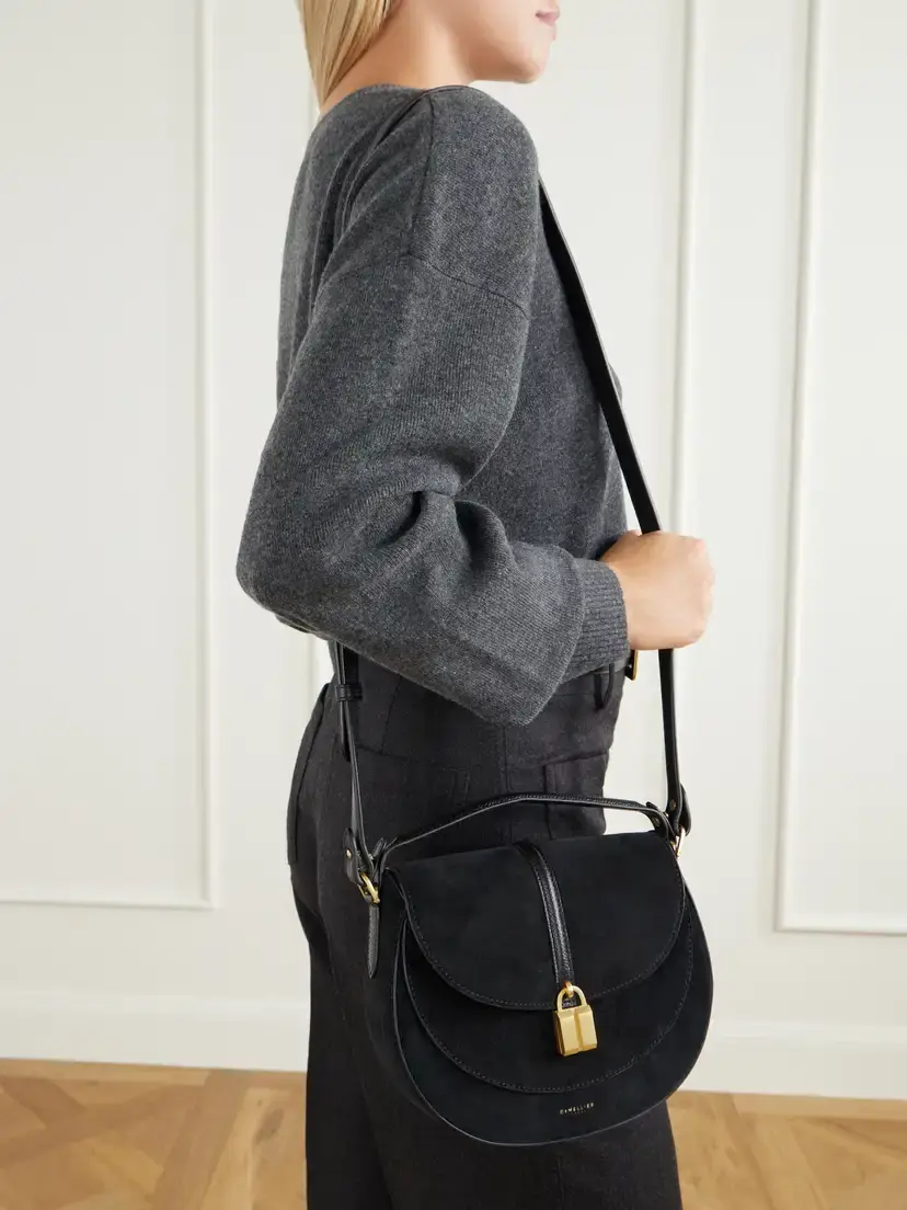 DeMellier The Siena Leather-trimmed Suede Shoulder Bag | Thumbnail 2