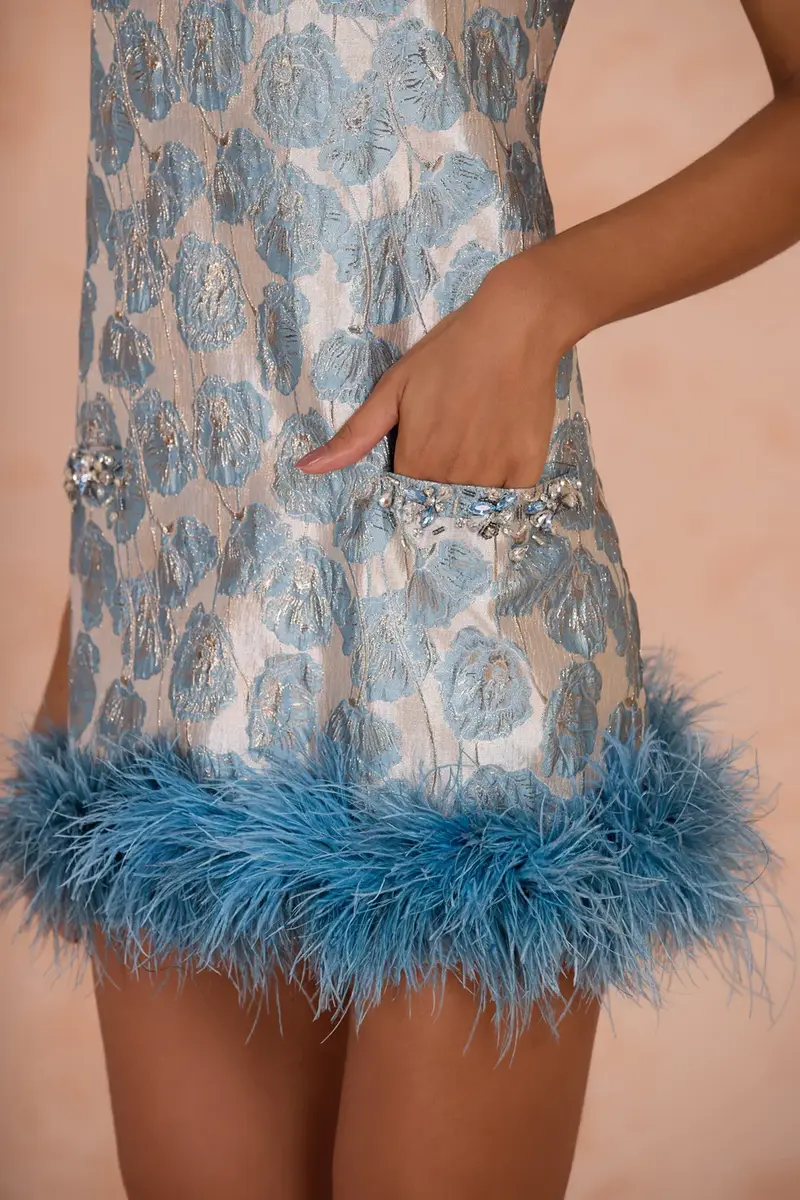 PatBo LUMA JACQUARD FEATHER MINI DRESS | Thumbnail 4 PatBo LUMA JACQUARD FEATHER MINI DRESS | Thumbnail 4