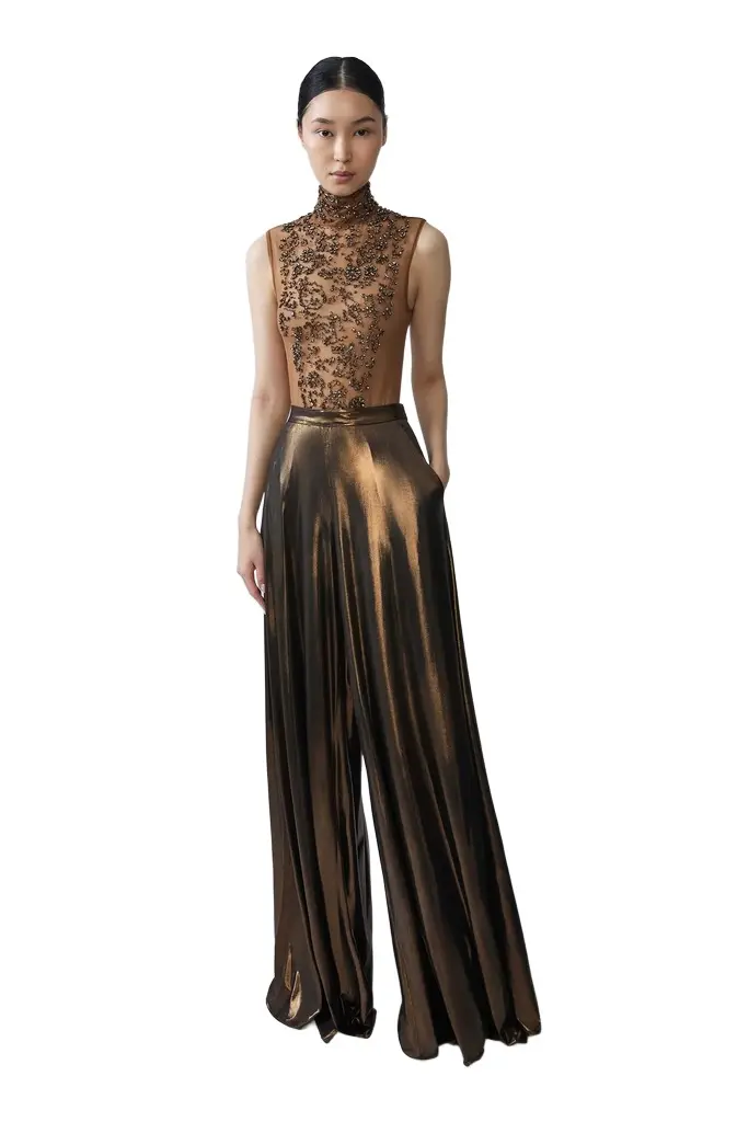 Lapointe Coated Jersey Wide Leg Pant