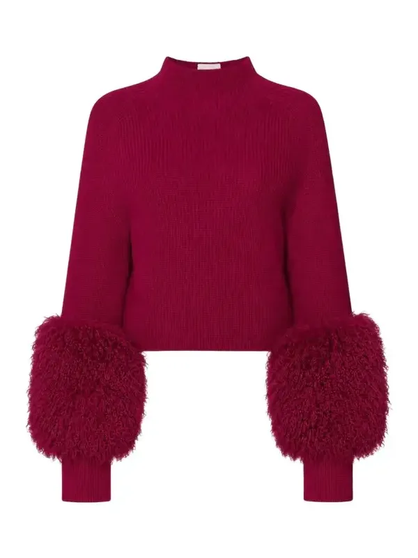 Merino Mock Neck Sweater With Faux Shearling Merino Mock Neck Sweater With Faux Shearling