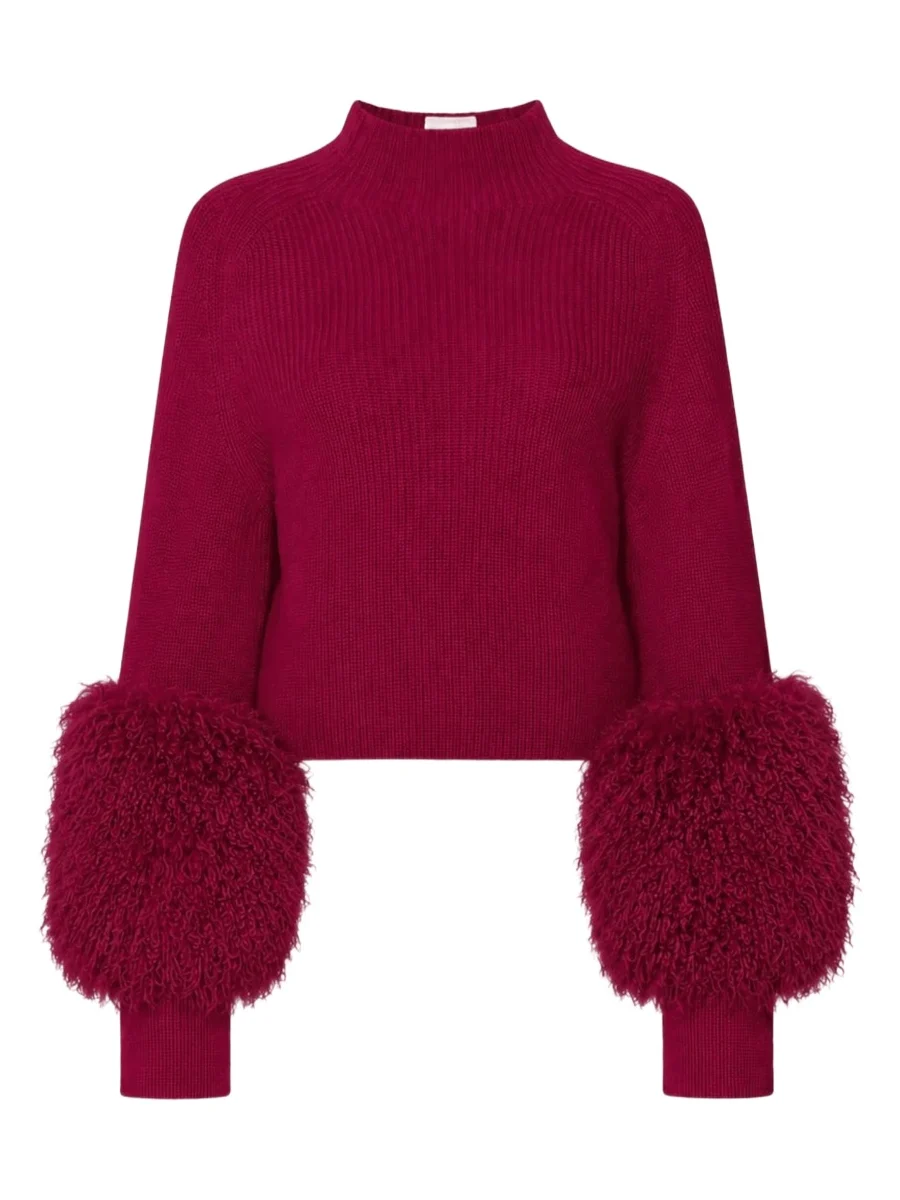 Lapointe Merino Mock Neck Sweater With Faux Shearling