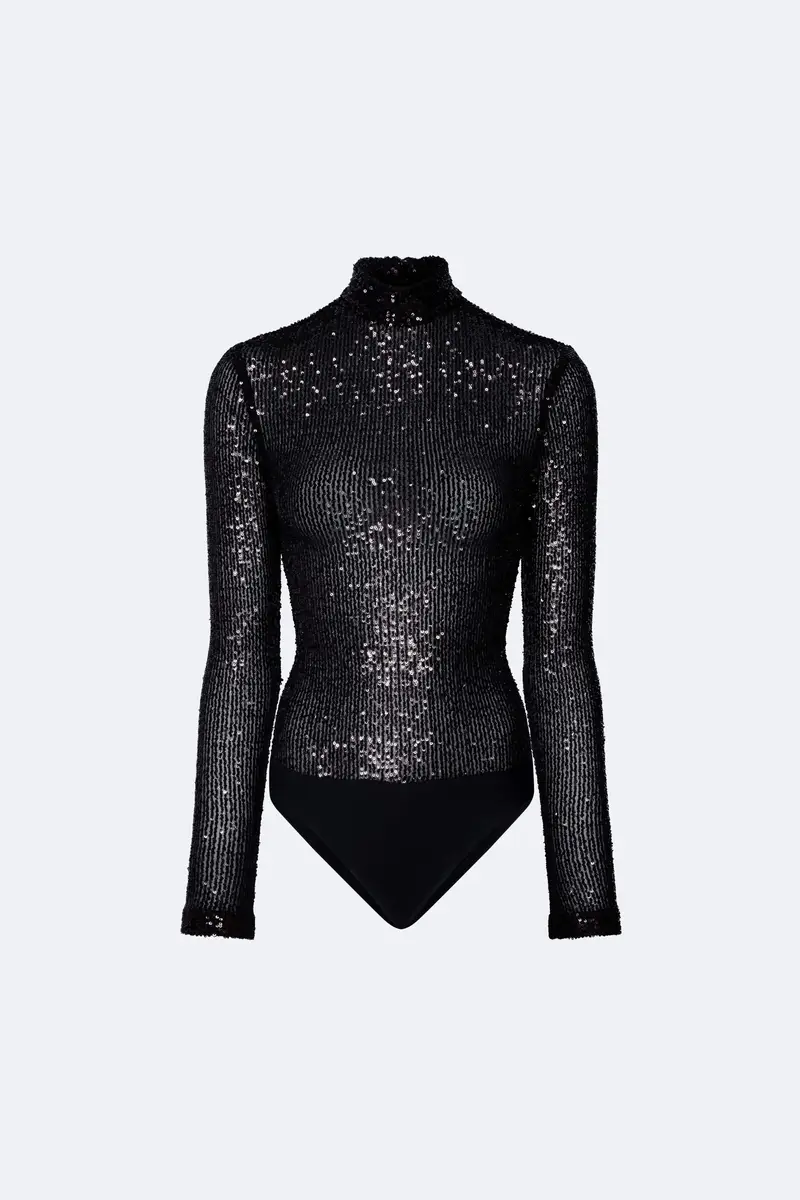 Lapointe Mini Stretch Sequin Mock Neck Bodysuit | Thumbnail 3