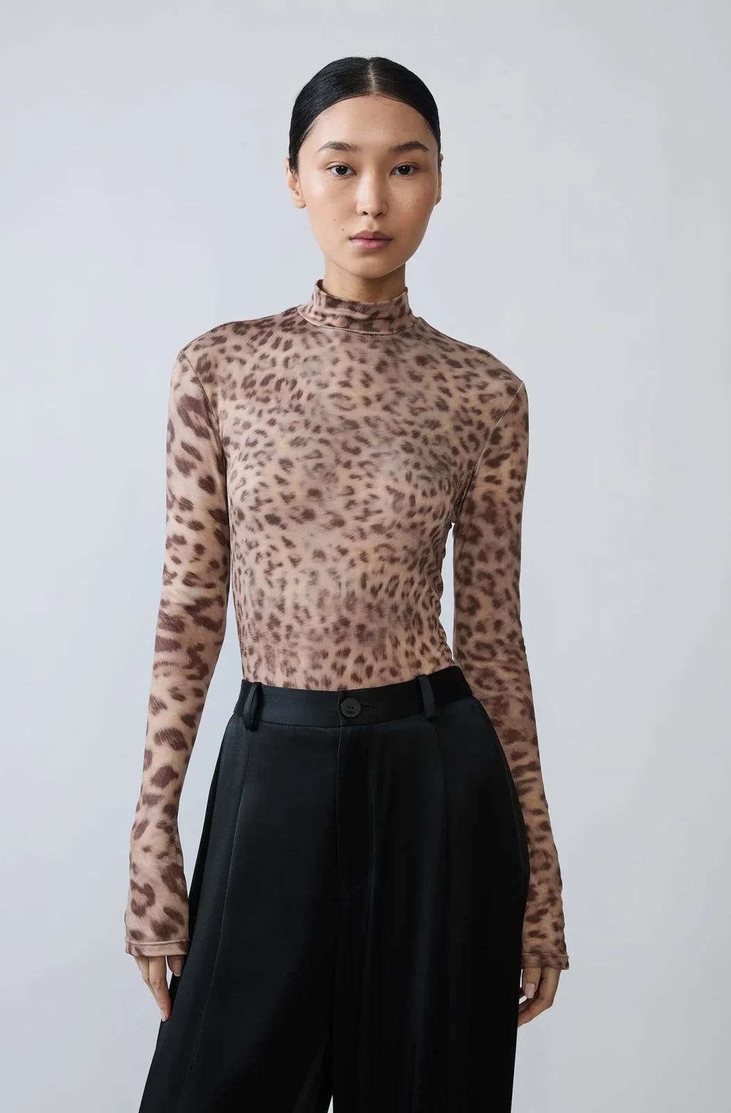 Printed Jersey Mock Neck Bodysuit Printed Jersey Mock Neck Bodysuit