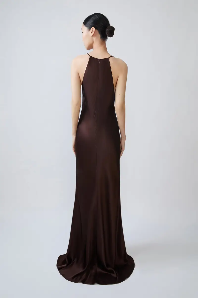 Lapointe Satin Halter Gown | Thumbnail 2 Lapointe Satin Halter Gown | Thumbnail 2