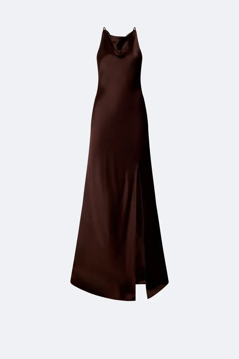 Lapointe Satin Halter Gown | Thumbnail 3 Lapointe Satin Halter Gown | Thumbnail 3