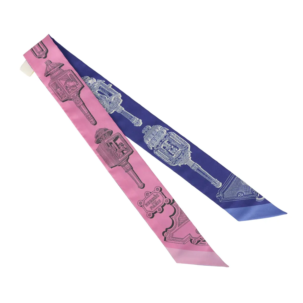 HERMÈS Hermes "Merveilleuses Lantern" Rose Bon Bon, Indigo Multi Silk | Thumbnail 2 HERMÈS Hermes "Merveilleuses Lantern" Rose Bon Bon, Indigo Multi Silk | Thumbnail 2