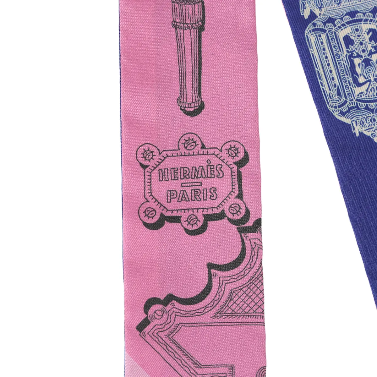 HERMÈS Hermes "Merveilleuses Lantern" Rose Bon Bon, Indigo Multi Silk | Thumbnail 3 HERMÈS Hermes "Merveilleuses Lantern" Rose Bon Bon, Indigo Multi Silk | Thumbnail 3