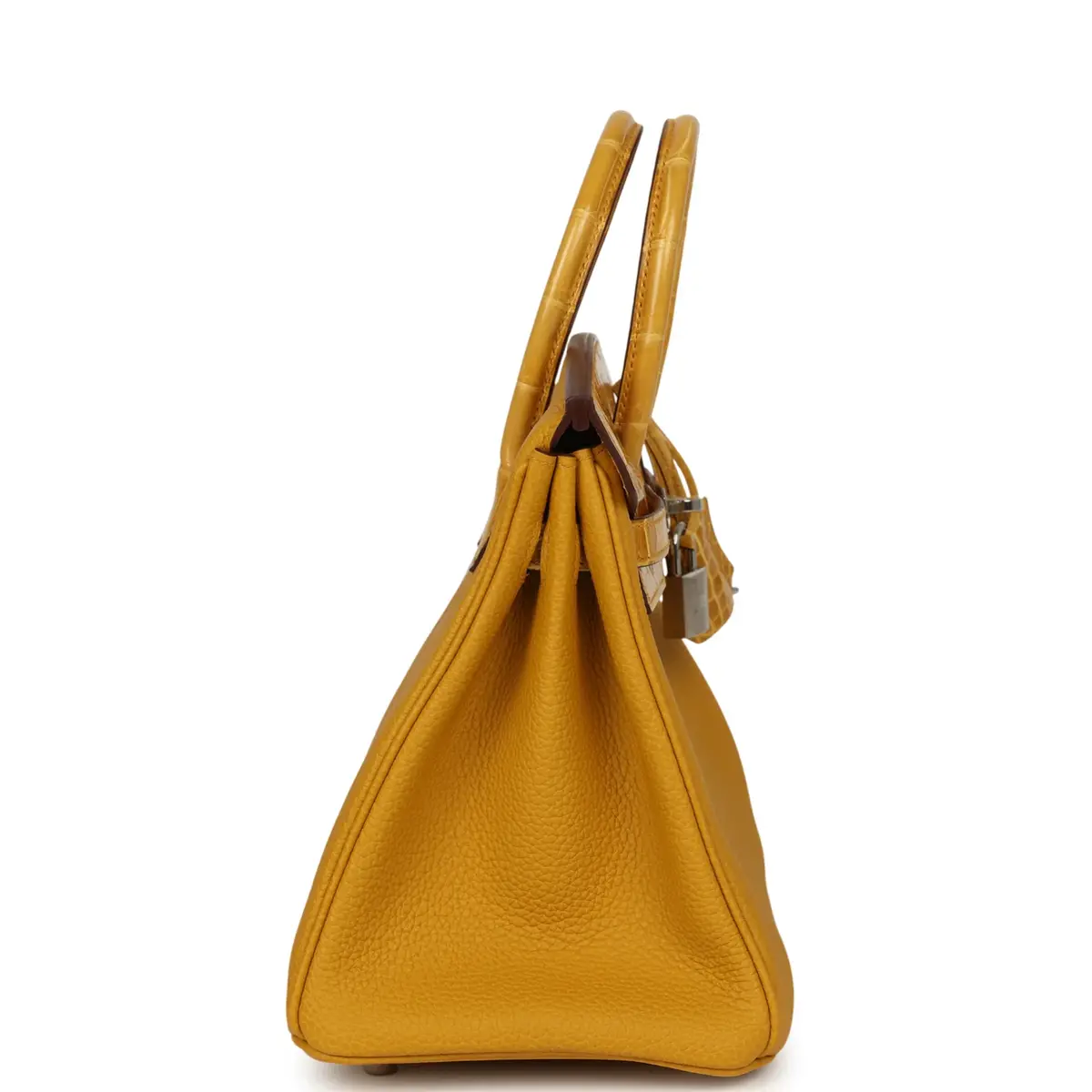 HERMÈS Hermes Birkin 25 Jaune Ambre Togo, Shiny Porosus Crocodile Touch Palladium Hardware | Thumbnail 3