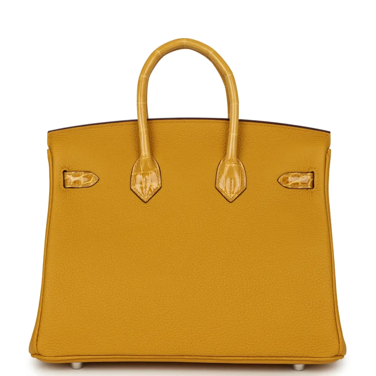 HERMÈS Hermes Birkin 25 Jaune Ambre Togo, Shiny Porosus Crocodile Touch Palladium Hardware | Thumbnail 4