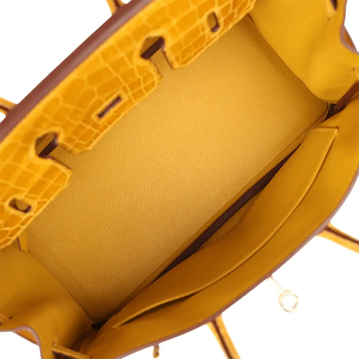 HERMÈS Hermes Birkin 25 Jaune Ambre Togo, Shiny Porosus Crocodile Touch Palladium Hardware | Thumbnail 8