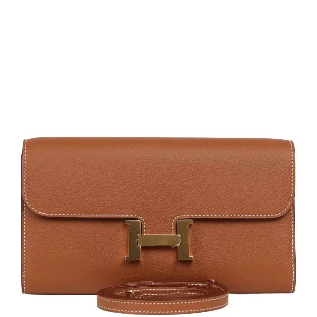 HERMÈS Hermes Constance Wallet To Go Gold Evercolor Gold Hardware