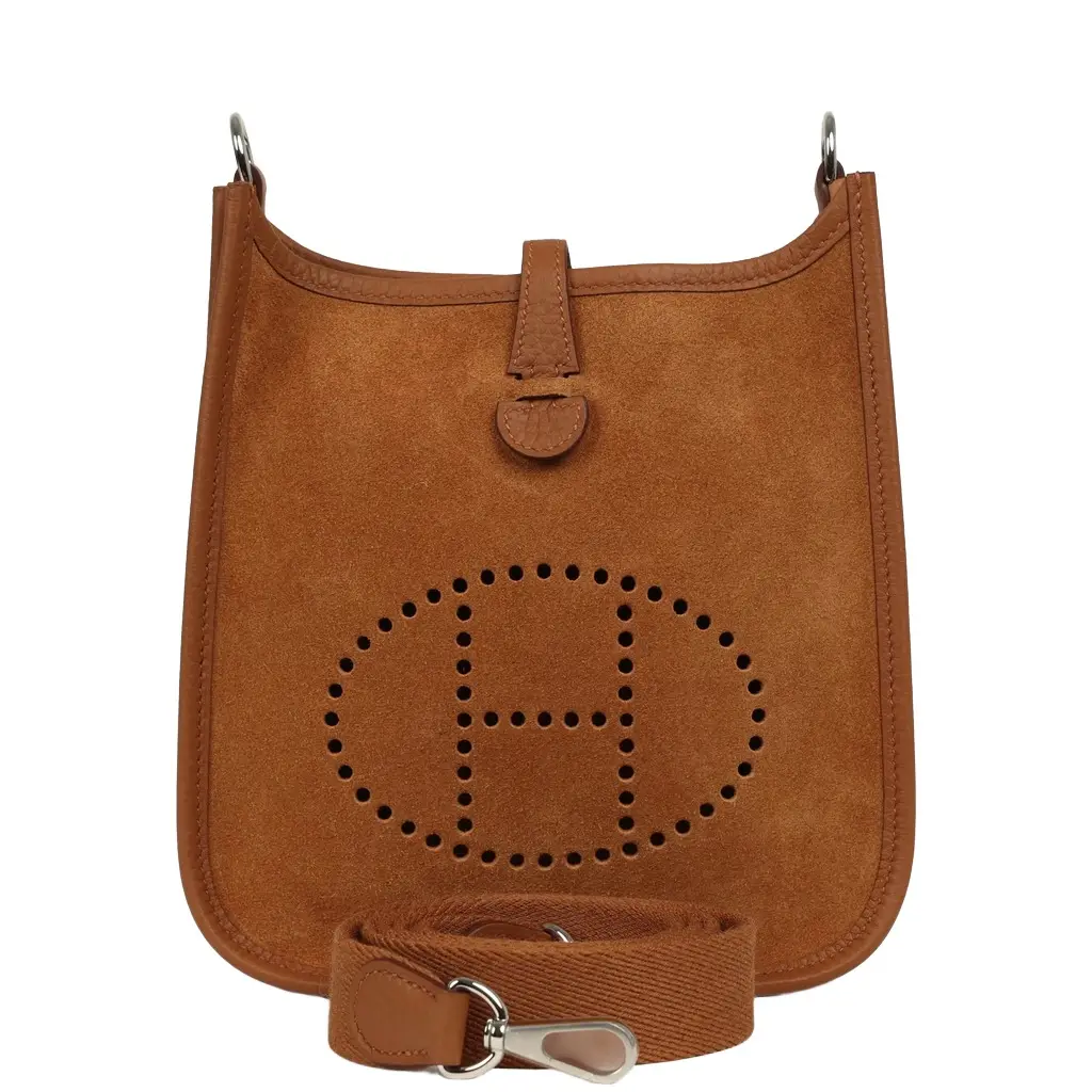 HERMÈS Hermes Evelyne TPM Chamois Grizzly, Gold Clemence Gold Hardware