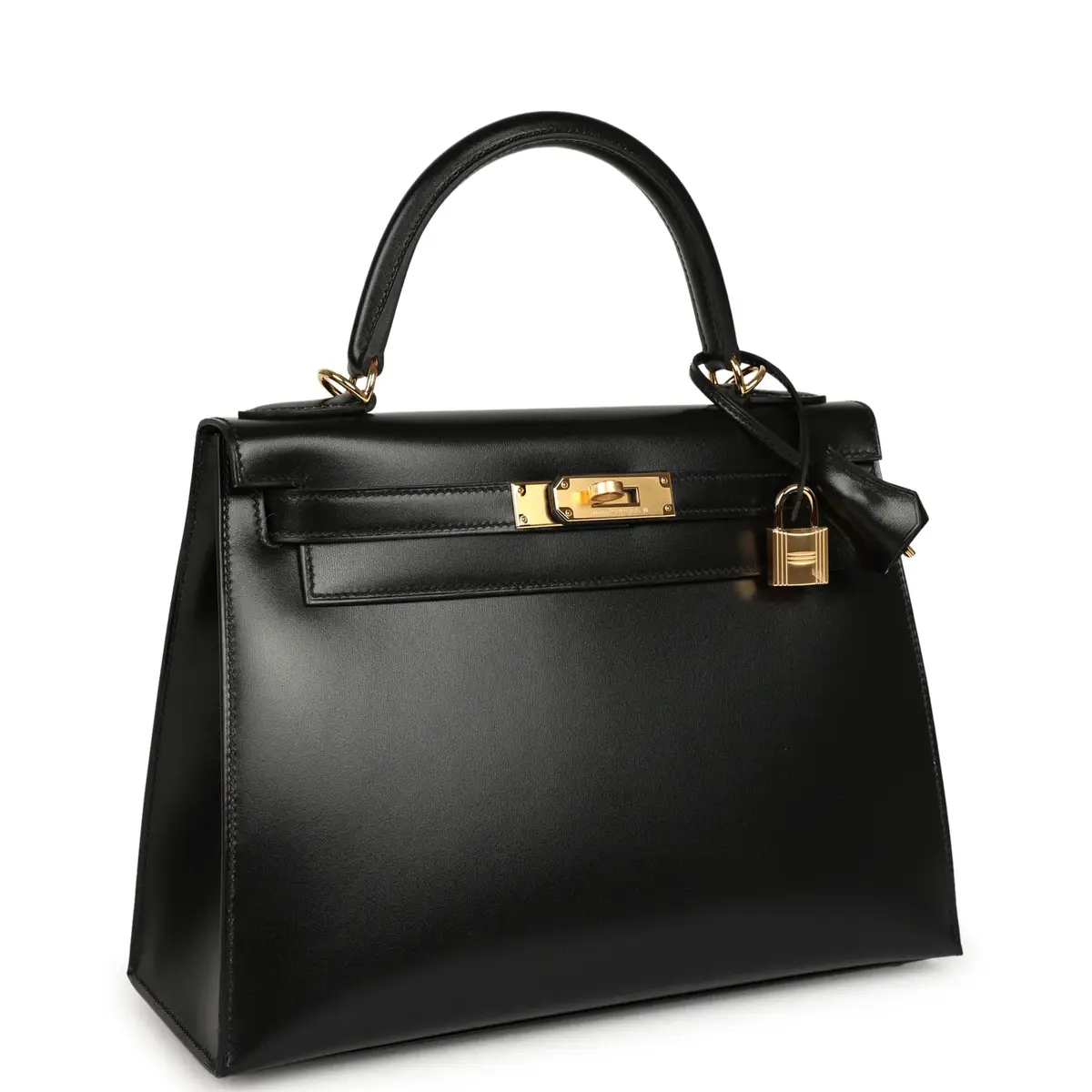 HERMÈS Hermes Kelly Sellier 28 Black Box Gold Hardware | Thumbnail 2