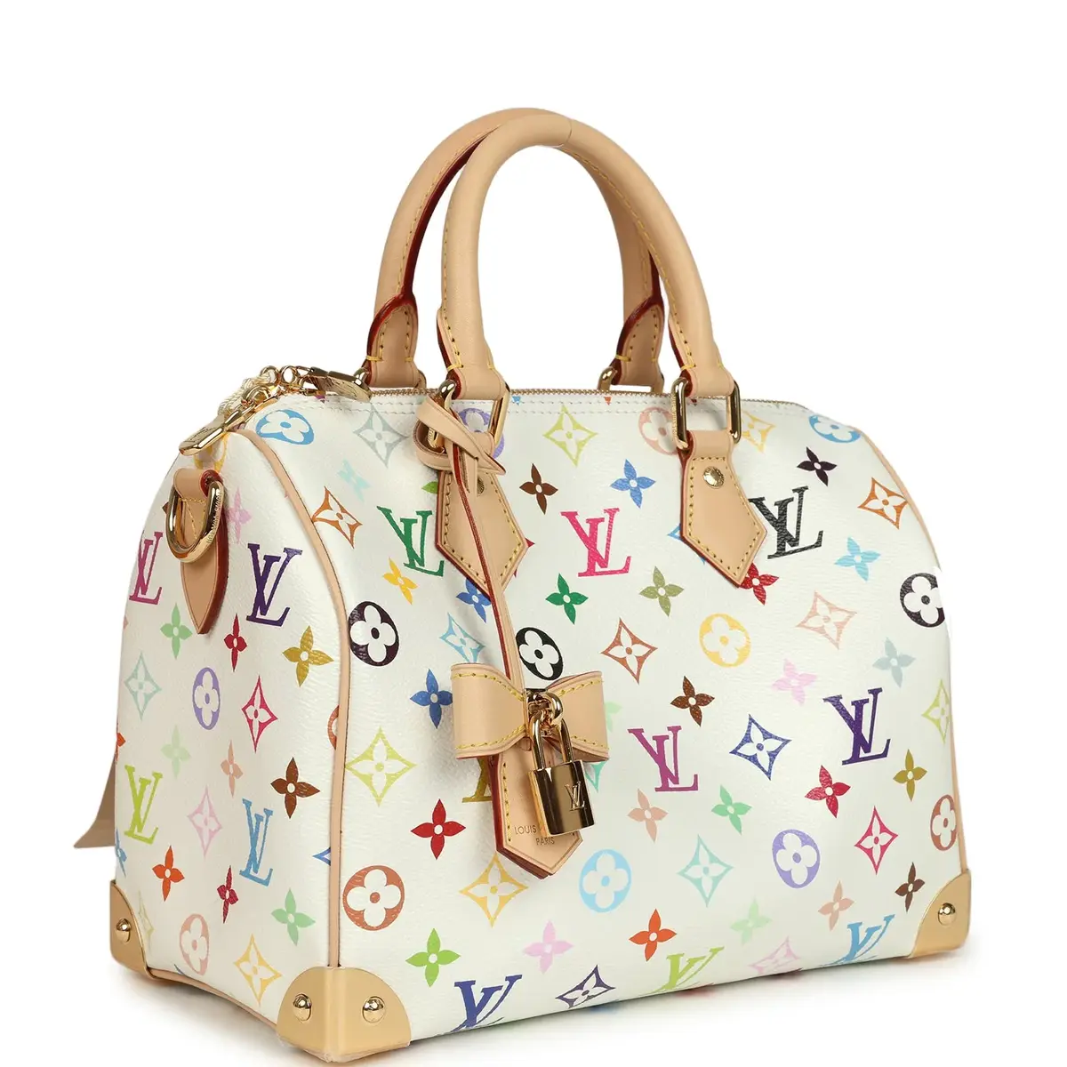 Louis Vuitton Louis Vuitton X Takashi Murakami Speedy 25 Bandouliere White Multicolored Monogram Gold Hardware | Thumbnail 2 Louis Vuitton Louis Vuitton X Takashi Murakami Speedy 25 Bandouliere White Multicolored Monogram Gold Hardware | Thumbnail 2