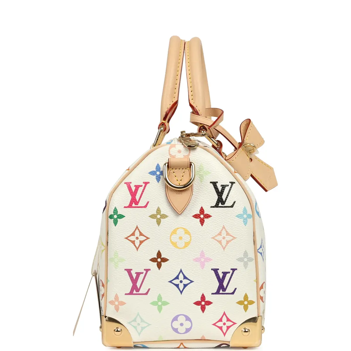 Louis Vuitton Louis Vuitton X Takashi Murakami Speedy 25 Bandouliere White Multicolored Monogram Gold Hardware | Thumbnail 3 Louis Vuitton Louis Vuitton X Takashi Murakami Speedy 25 Bandouliere White Multicolored Monogram Gold Hardware | Thumbnail 3