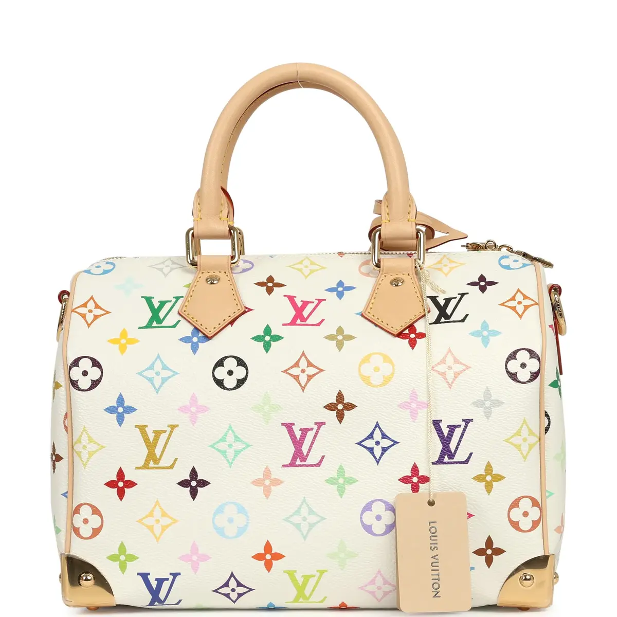 Louis Vuitton Louis Vuitton X Takashi Murakami Speedy 25 Bandouliere White Multicolored Monogram Gold Hardware | Thumbnail 4 Louis Vuitton Louis Vuitton X Takashi Murakami Speedy 25 Bandouliere White Multicolored Monogram Gold Hardware | Thumbnail 4