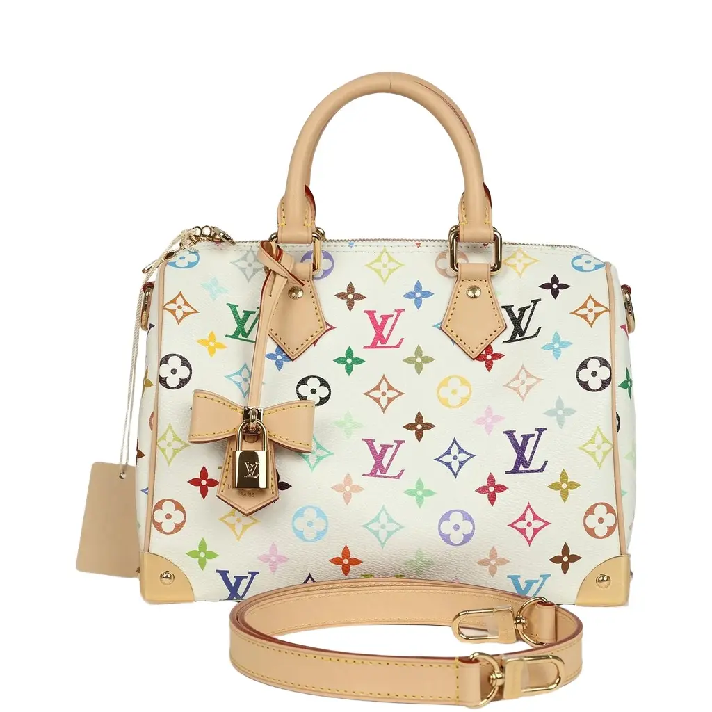 Louis Vuitton Louis Vuitton X Takashi Murakami Speedy 25 Bandouliere White Multicolored Monogram Gold Hardware