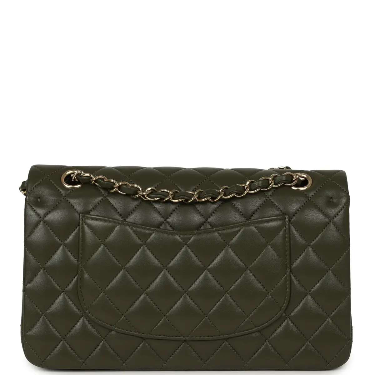 Chanel Pre-owned Chanel Medium Classic Double Flap Bag Khaki Lambskin Gold Hardware | Thumbnail 4 Chanel Pre-owned Chanel Medium Classic Double Flap Bag Khaki Lambskin Gold Hardware | Thumbnail 4