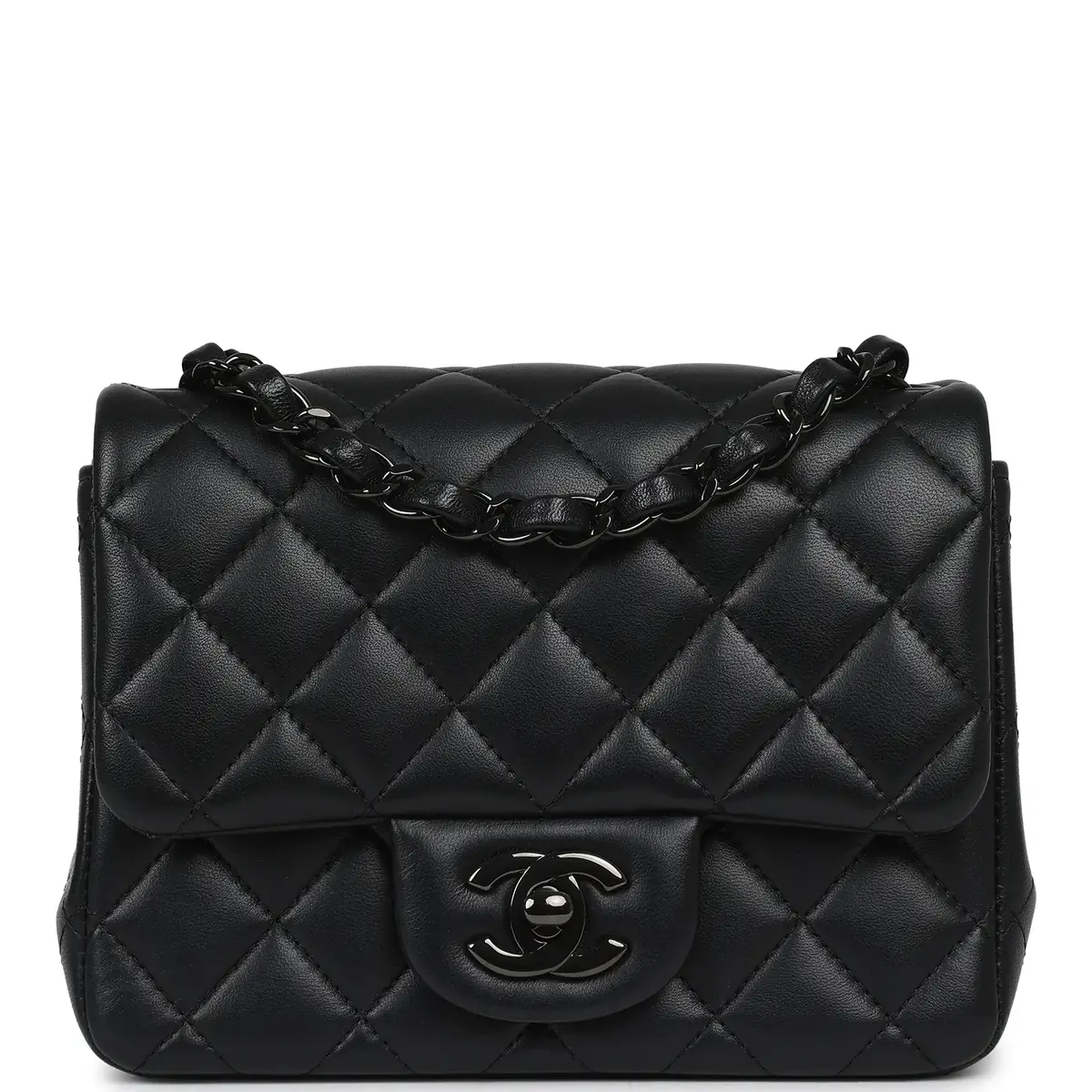 Chanel Pre-owned Chanel Mini Classic Square Flap Bag So Black Lambskin Black Hardware | Thumbnail 2 Chanel Pre-owned Chanel Mini Classic Square Flap Bag So Black Lambskin Black Hardware | Thumbnail 2
