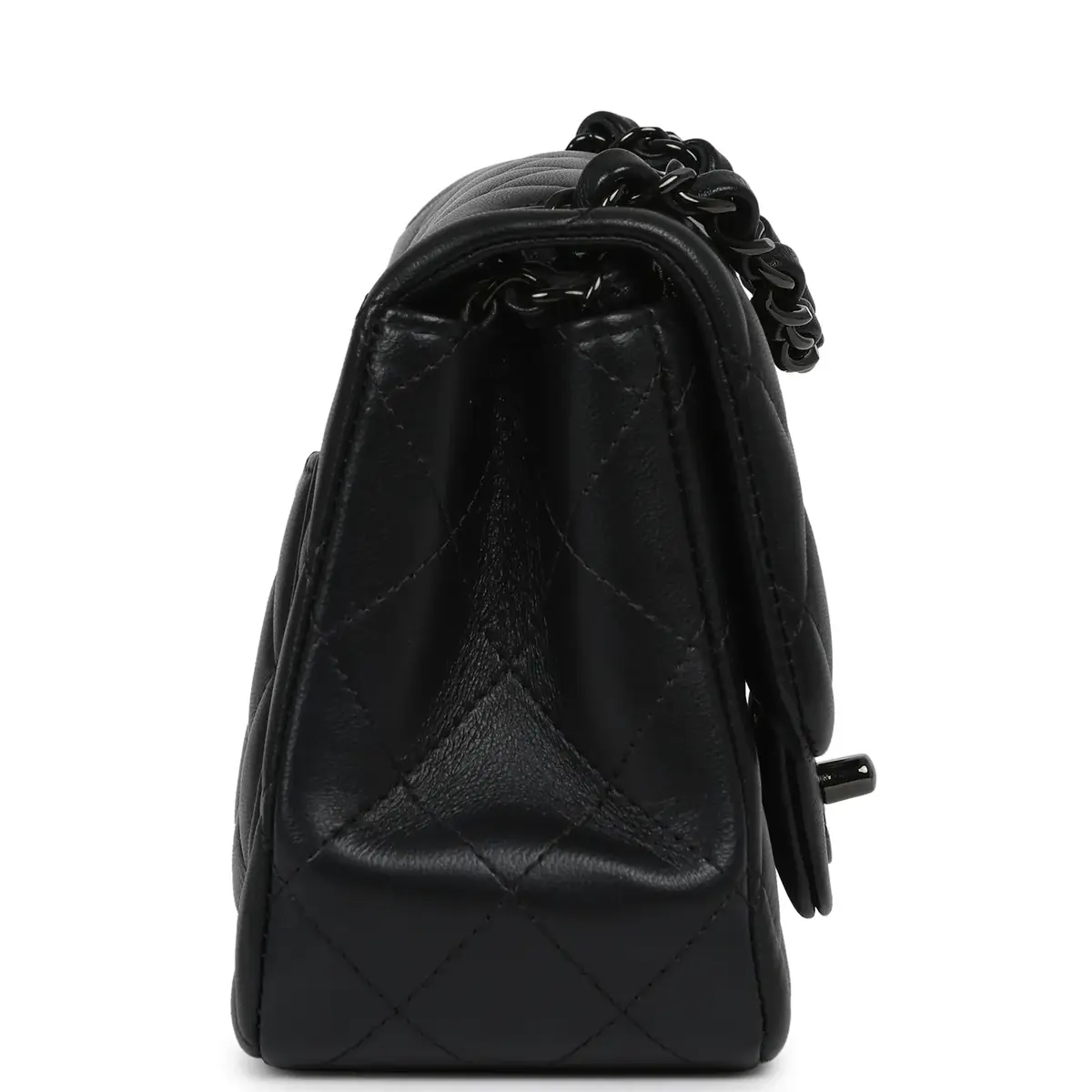 Chanel Pre-owned Chanel Mini Classic Square Flap Bag So Black Lambskin Black Hardware | Thumbnail 4 Chanel Pre-owned Chanel Mini Classic Square Flap Bag So Black Lambskin Black Hardware | Thumbnail 4