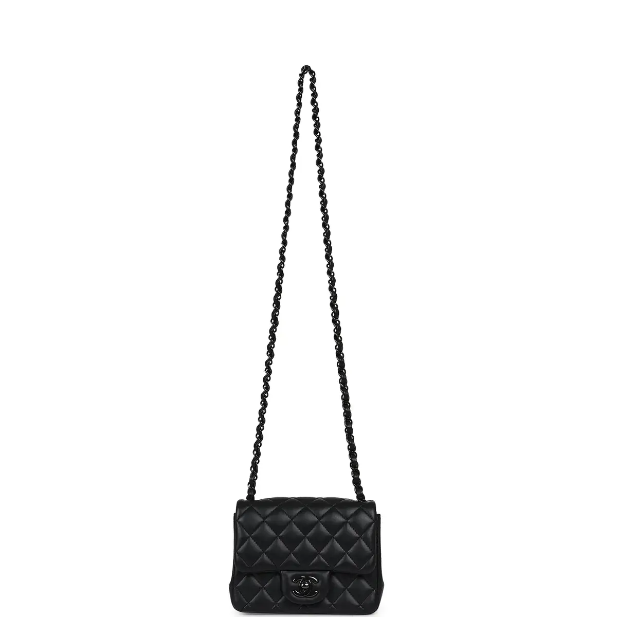 Chanel Pre-owned Chanel Mini Classic Square Flap Bag So Black Lambskin Black Hardware | Thumbnail 8 Chanel Pre-owned Chanel Mini Classic Square Flap Bag So Black Lambskin Black Hardware | Thumbnail 8