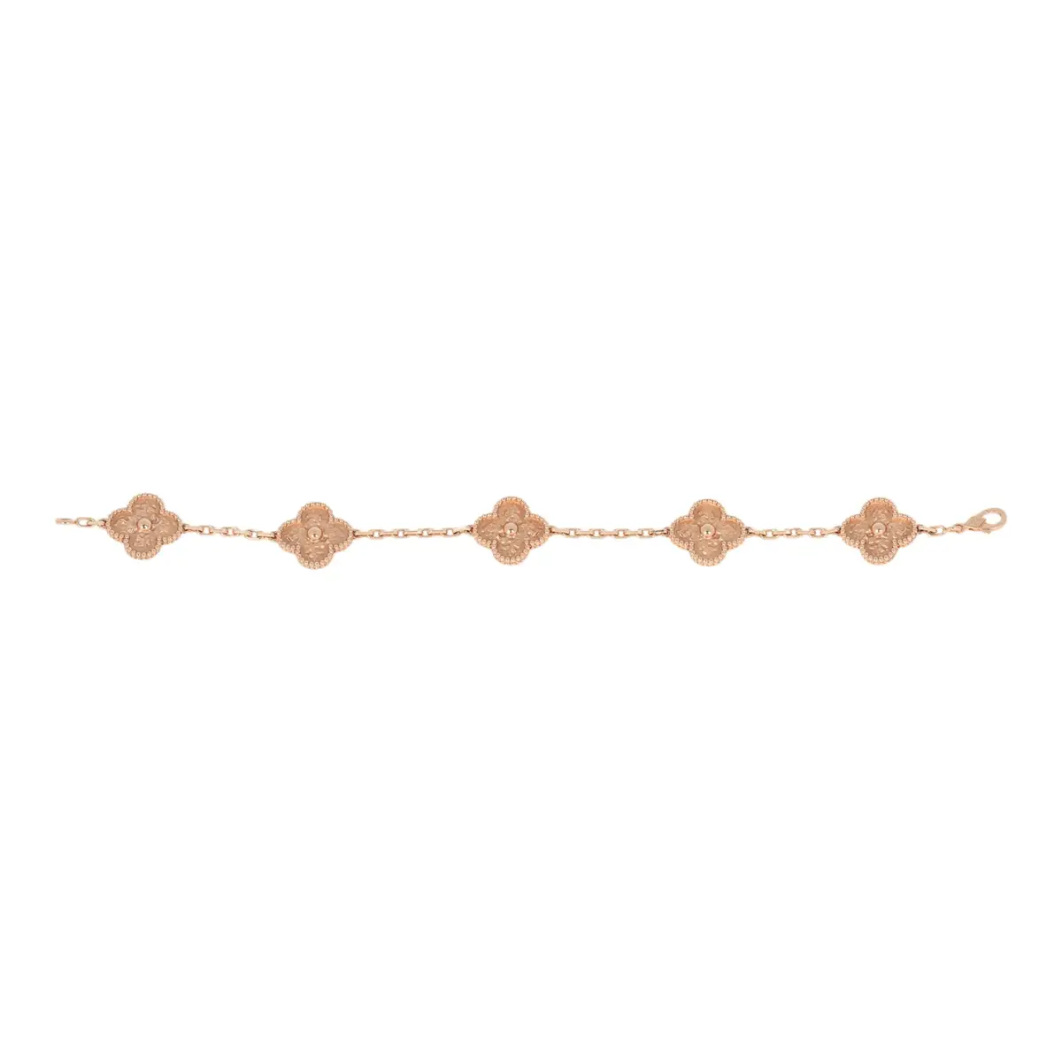 Van Cleef & Arpels Van Cleef & Arpels Vintage Alhambra 5 Motif Bracelet Hammered 18K | Thumbnail 2