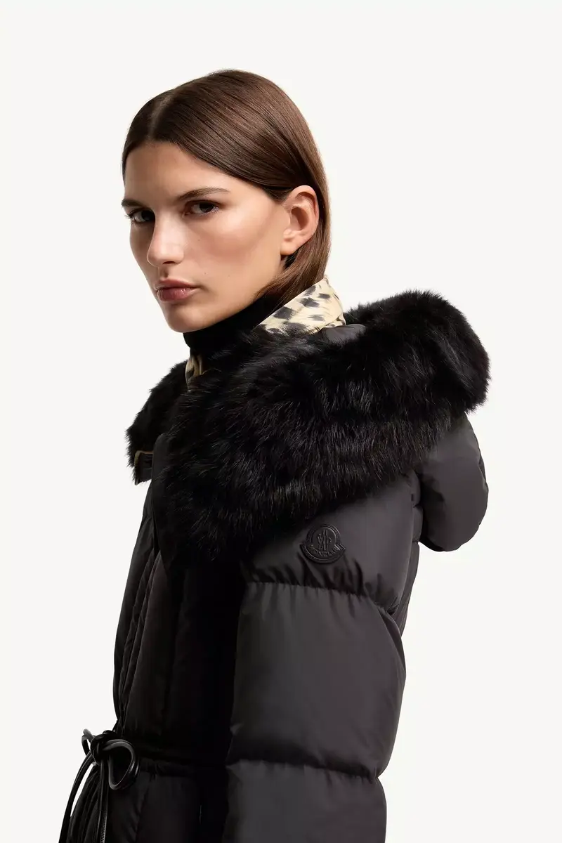 Moncler Solennel Shearling Trimmed Hooded Short Down Parka | Thumbnail 4 Moncler Solennel Shearling Trimmed Hooded Short Down Parka | Thumbnail 4