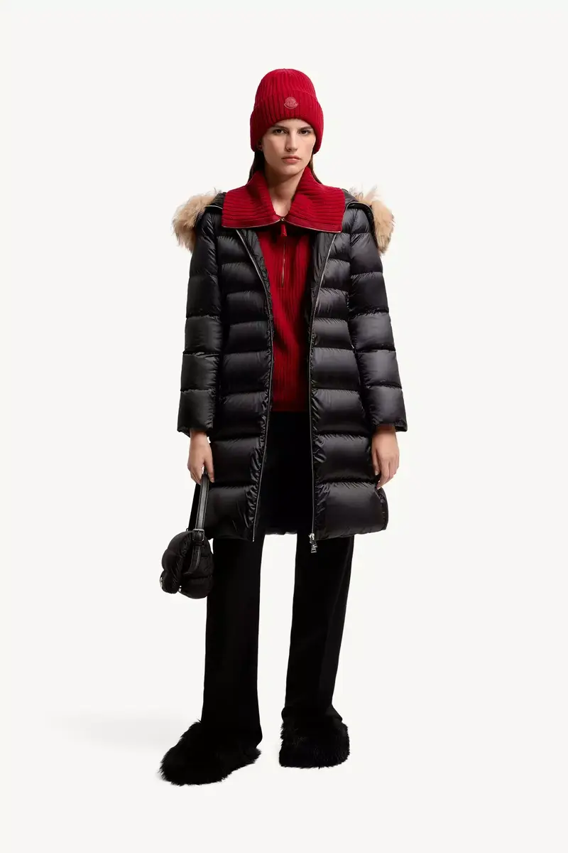 Moncler Leersies Shearling Trimmed Hooded Long Down Coat | Thumbnail 3 Moncler Leersies Shearling Trimmed Hooded Long Down Coat | Thumbnail 3