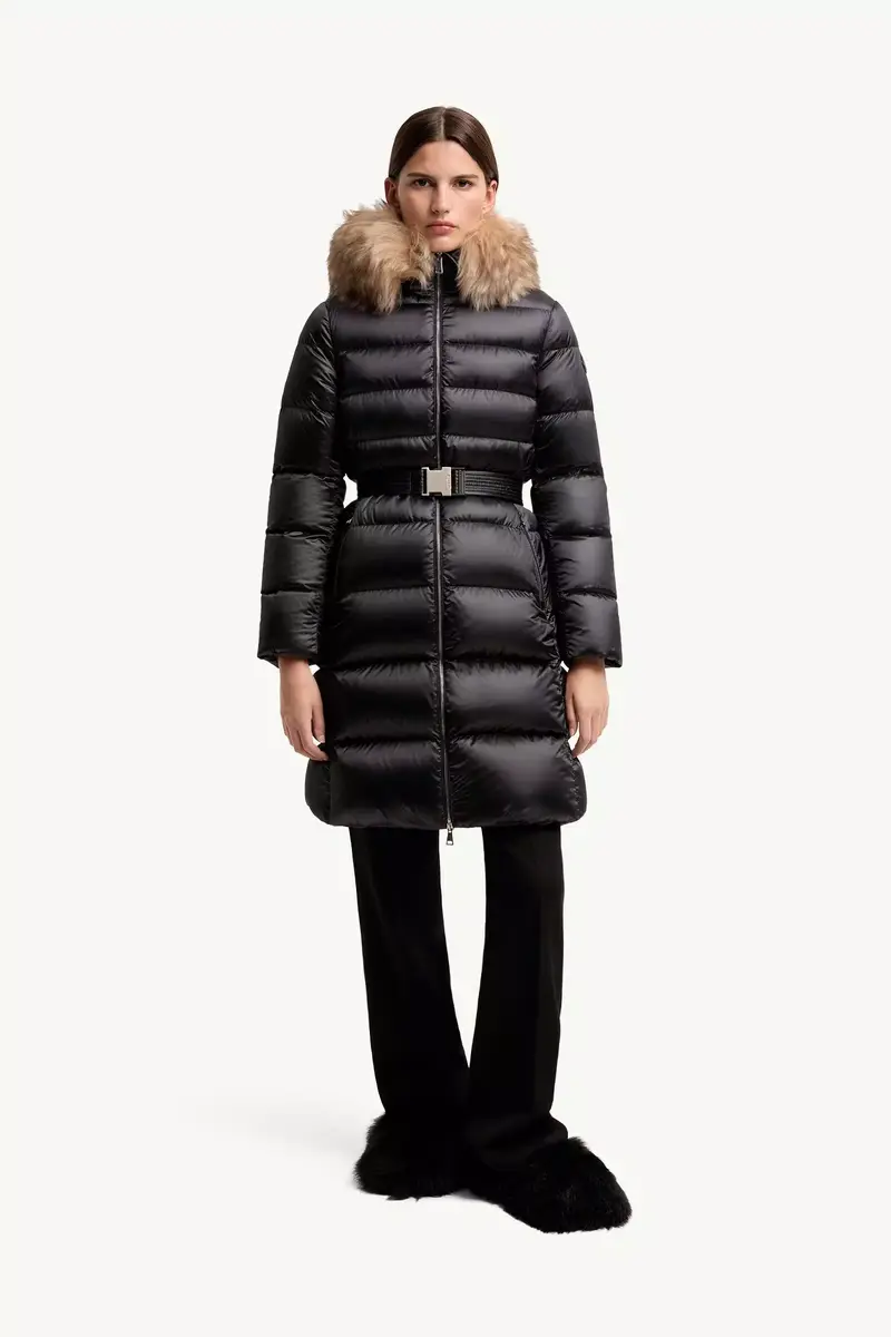 Moncler Leersies Shearling Trimmed Hooded Long Down Coat | Thumbnail 5 Moncler Leersies Shearling Trimmed Hooded Long Down Coat | Thumbnail 5