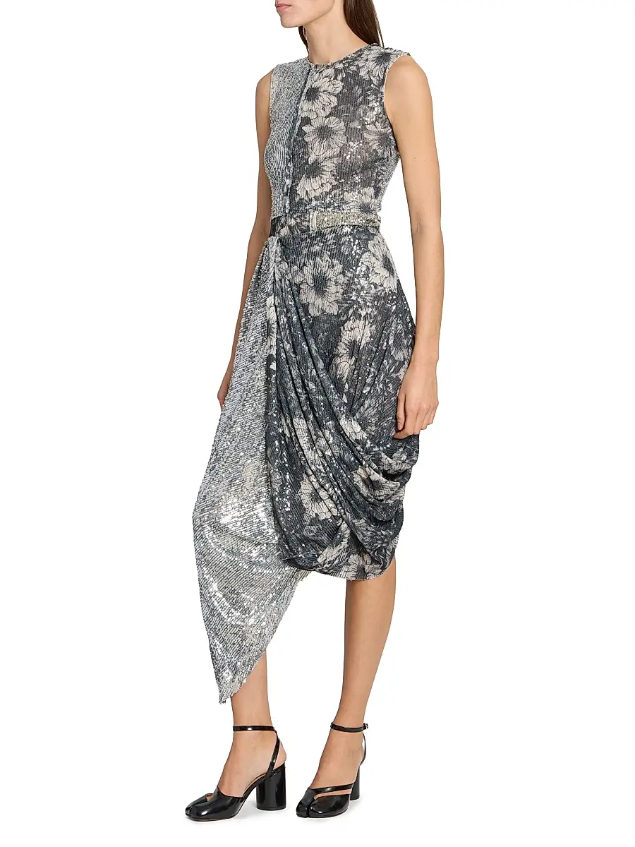 Maison Margiela Women's Sequin Floral Draped Midi-Skirt | Thumbnail 2 Maison Margiela Women's Sequin Floral Draped Midi-Skirt | Thumbnail 2