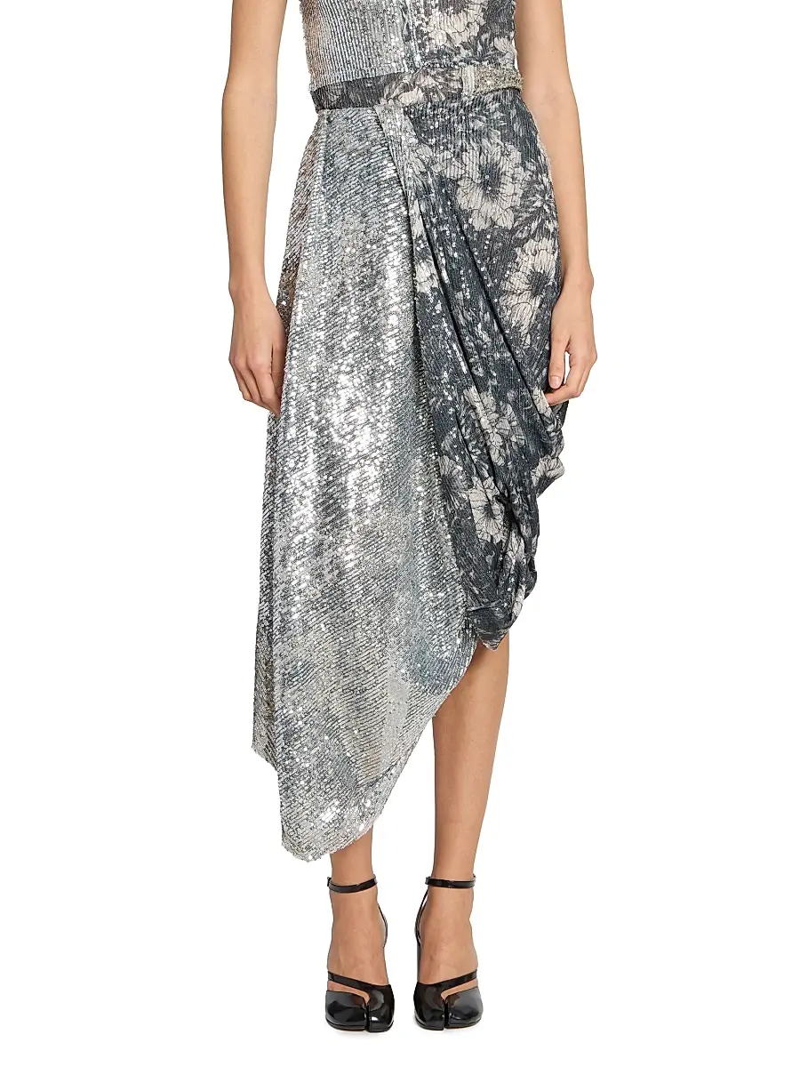 Maison Margiela Women's Sequin Floral Draped Midi-Skirt | Thumbnail 3 Maison Margiela Women's Sequin Floral Draped Midi-Skirt | Thumbnail 3