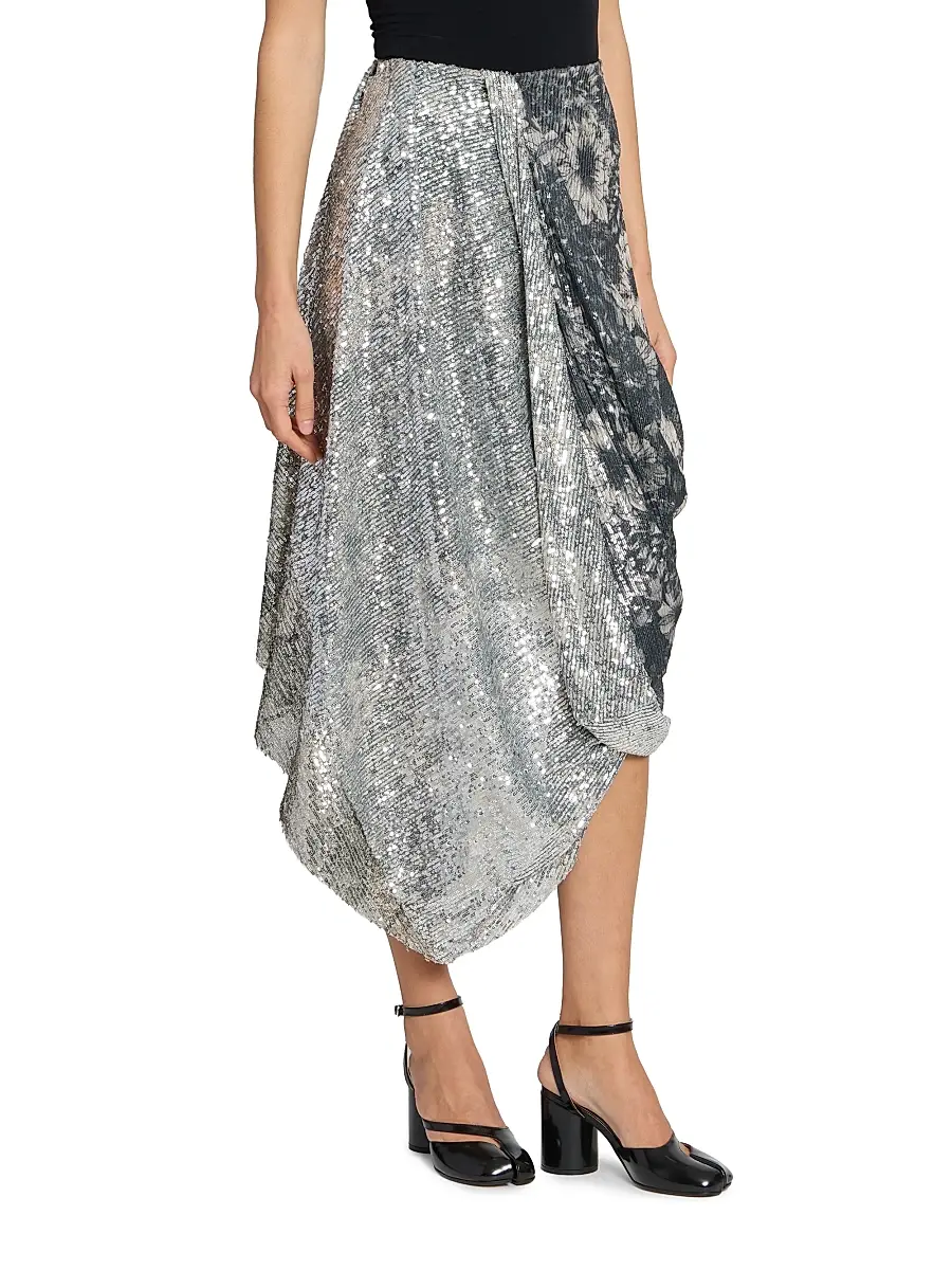 Maison Margiela Women's Sequin Floral Draped Midi-Skirt | Thumbnail 4 Maison Margiela Women's Sequin Floral Draped Midi-Skirt | Thumbnail 4