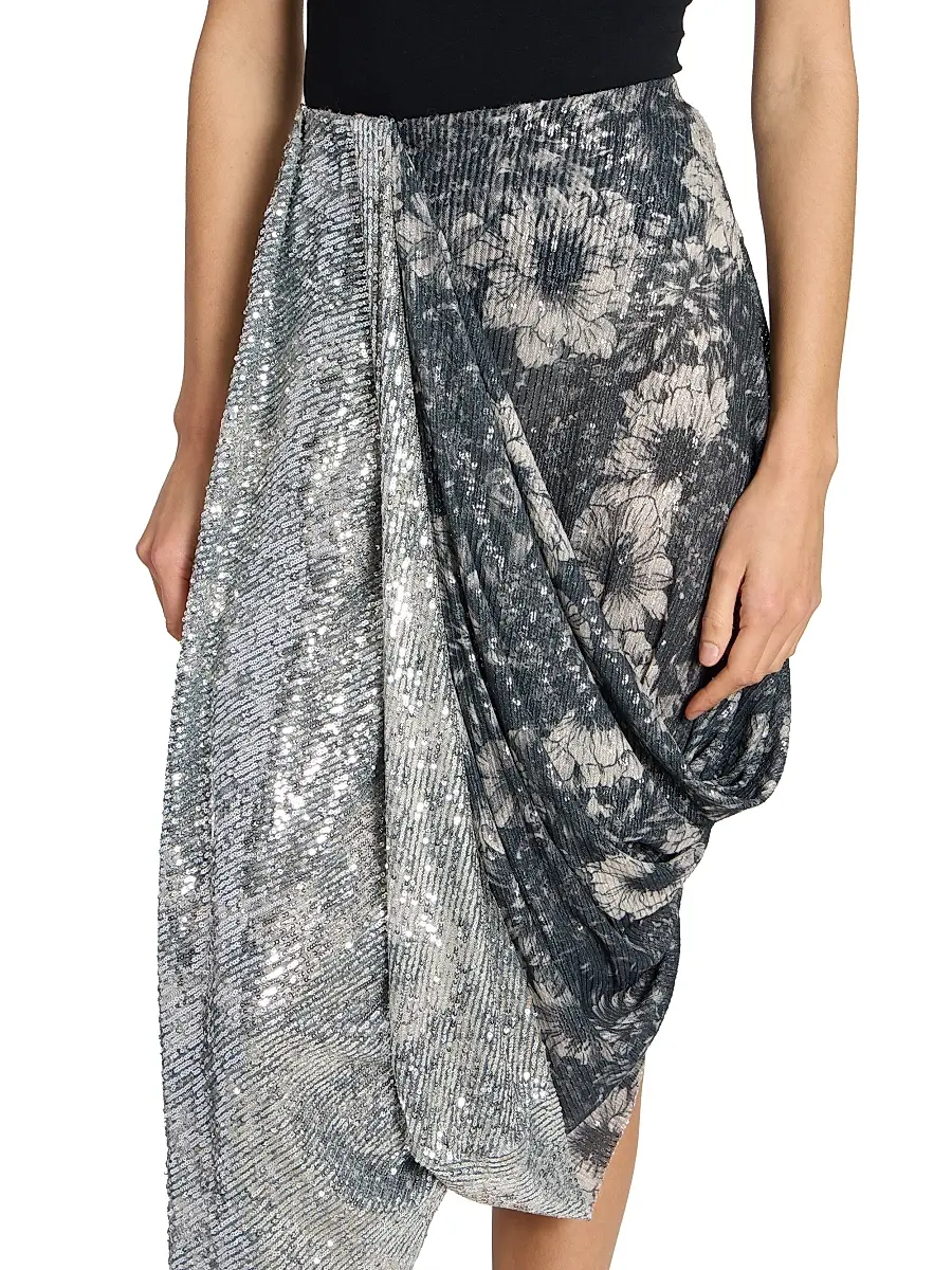 Maison Margiela Women's Sequin Floral Draped Midi-Skirt | Thumbnail 6 Maison Margiela Women's Sequin Floral Draped Midi-Skirt | Thumbnail 6